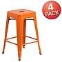 Flash Furniture 24" High Backless Orange Metal Indoor-Outdoor Counter Height Stool with Square Seat, 4 Pack (4CH3132024OR)~#|#~sp137091320_sc7