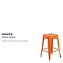 Flash Furniture 24" High Backless Orange Metal Indoor-Outdoor Counter Height Stool with Square Seat, 4 Pack (4CH3132024OR)~#|#~sp137091324_sc7