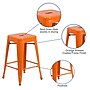 Flash Furniture 24" High Backless Orange Metal Indoor-Outdoor Counter Height Stool with Square Seat, 4 Pack (4CH3132024OR)~#|#~sp137091325_sc7