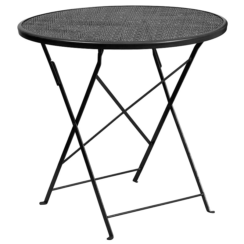 Flash Furniture Oia Commercial Grade Round Indoor-Outdoor Steel Folding Patio Table, 30" Black (CO4BK) image 1