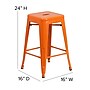 Flash Furniture 24" High Backless Orange Metal Indoor-Outdoor Counter Height Stool with Square Seat, 4 Pack (4CH3132024OR)~#|#~sp137091526_sc7