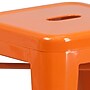 Flash Furniture 24" High Backless Orange Metal Indoor-Outdoor Counter Height Stool with Square Seat, 4 Pack (4CH3132024OR)~#|#~sp137091527_sc7