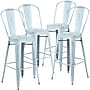 Flash Furniture Commercial Grade 30" High Distressed Green-Blue Metal Indoor-Outdoor Barstool with Back, 4 Pack (4ET353430DB)~#|#~sp137091712_sc7