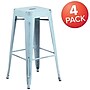 Flash Furniture Commercial Grade 30" High Backless Distressed Green-Blue Metal Indoor-Outdoor Barstool, 4 Pack (4ETBT350330DB)~#|#~sp137091738_sc7