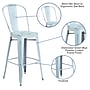 Flash Furniture Commercial Grade 30" High Distressed Green-Blue Metal Indoor-Outdoor Barstool with Back, 4 Pack (4ET353430DB)~#|#~sp137091742_sc7