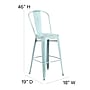 Flash Furniture Commercial Grade 30" High Distressed Green-Blue Metal Indoor-Outdoor Barstool with Back, 4 Pack (4ET353430DB)~#|#~sp137091745_sc7