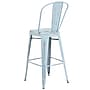 Flash Furniture Commercial Grade 30" High Distressed Green-Blue Metal Indoor-Outdoor Barstool with Back, 4 Pack (4ET353430DB)~#|#~sp137091749_sc7
