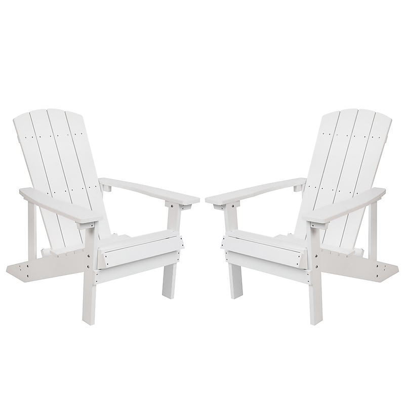 Flash Furniture Charlestown All-Weather Poly Resin Wood Adirondack Chairs, White, 2/Pack (2JJC14501WH) image 1