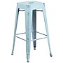 Flash Furniture Commercial Grade 30" High Backless Distressed Green-Blue Metal Indoor-Outdoor Barstool, 4 Pack (4ETBT350330DB)~#|#~sp137091756_sc7