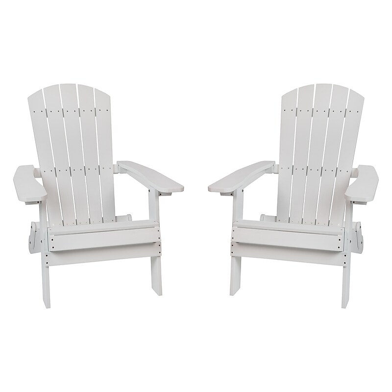 Flash Furniture Charlestown All-Weather Poly Resin Folding Adirondack Chair in White, 2 Pack (2JJC14505WH) image 1