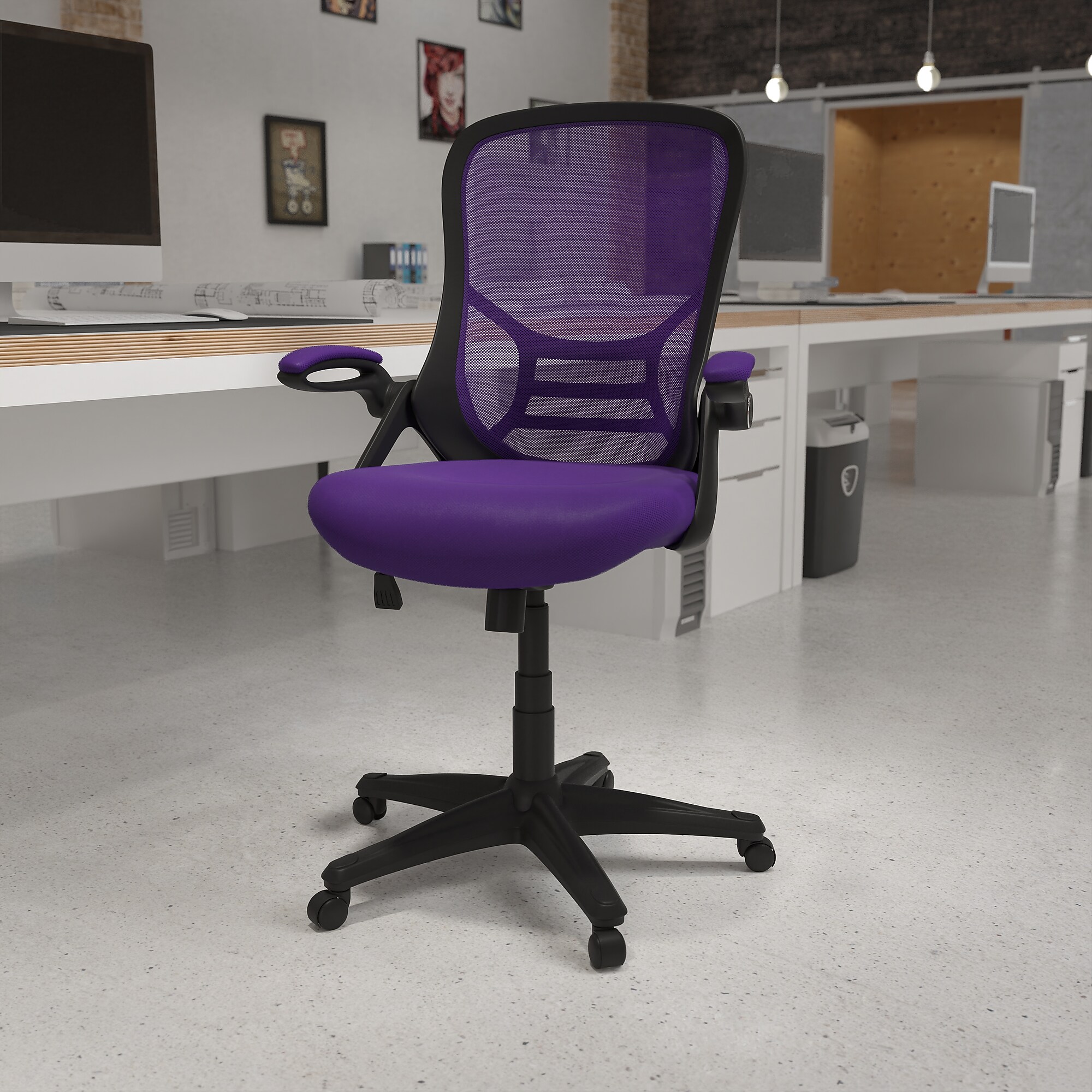 Flash Furniture Porter Ergonomic Mesh Swivel Executive Chair, Purple/Black (HL00161BKPUR) Sansujyuku sansujyuku.com