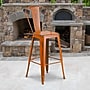 Flash Furniture Commercial Grade 30" High Distressed Orange Metal Indoor-Outdoor Barstool with Back, 4 Pack (4ET353430OR)~#|#~sp137092283_sc7