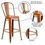 Flash Furniture Commercial Grade 30" High Distressed Orange Metal Indoor-Outdoor Barstool with Back, 4 Pack (4ET353430OR)~#|#~sp137092291_sc7