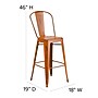 Flash Furniture Commercial Grade 30" High Distressed Orange Metal Indoor-Outdoor Barstool with Back, 4 Pack (4ET353430OR)~#|#~sp137092292_sc7