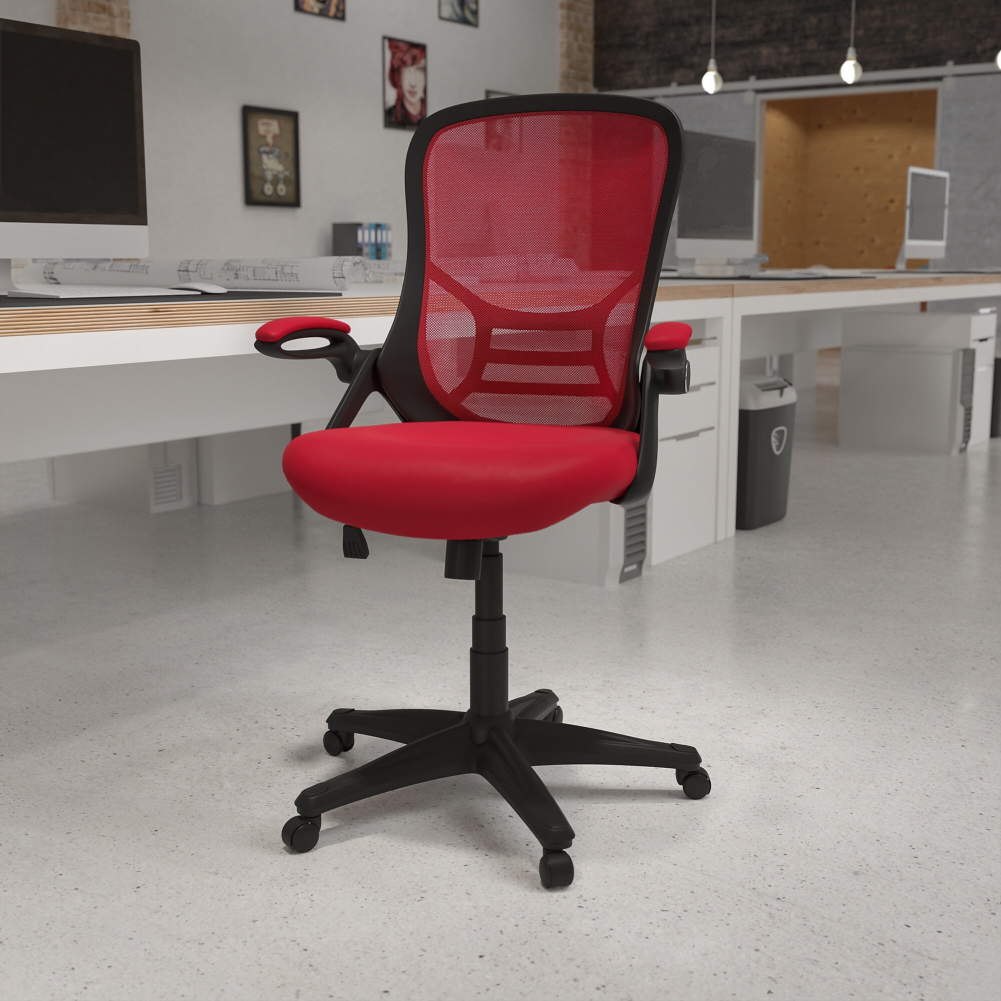 Flash Furniture Porter Ergonomic Mesh Swivel Executive Chair, Red/Black (HL00161BKRED) Sansujyuku sansujyuku.com