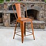 Flash Furniture Commercial 24" High Distressed Orange Metal Indoor-Outdoor Counter Height Stool with Back, 4 Pack (4ET353424OR)~#|#~sp137092651_sc7