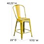 Flash Furniture Commercial 24" High Distressed Yellow Metal Indoor-Outdoor Counter Height Stool with Back, 4 Pack (4ET353424YL)~#|#~sp137092852_sc7