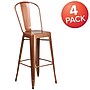 Flash Furniture Commercial Grade 30" High Copper Metal Indoor-Outdoor Barstool with Back, 4 Pack (4ET353430POC)~#|#~sp137093039_sc7