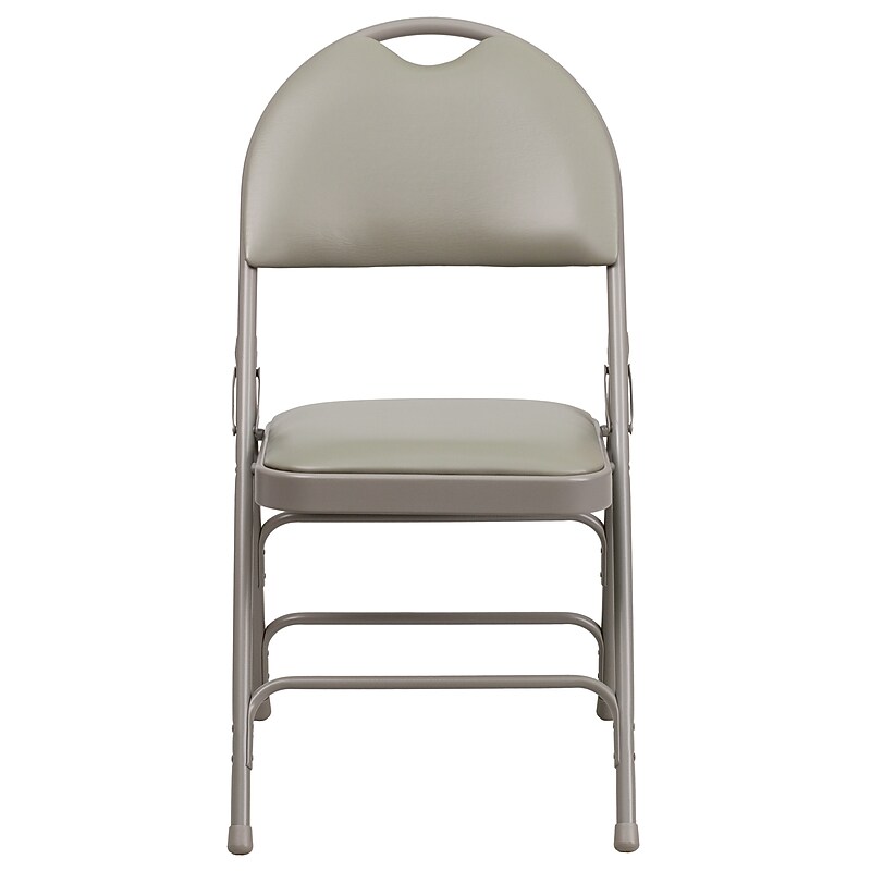 Flash Furniture HERCULES Series Vinyl/Metal Folding Chair, Gray, 4/Pack (4HAMC705AV3GY) image 1