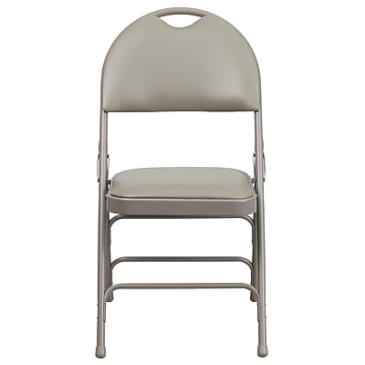 Flash Furniture HERCULES Series Vinyl/Metal Folding Chair, Gray, 4/Pack (4HAMC705AV3GY) Simolary simolary.com