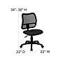 Flash Furniture Alber Armless Ergonomic Mesh Swivel Mid-Back Task Office Chair, Black (WLA277BK)~#|#~sp137094898_sc7