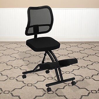 Flash Furniture Tatum Armless Ergonomic Mesh Mobile Kneeling Office Chair, Black (WL3520)