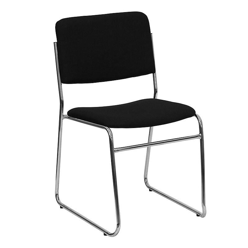 Flash Furniture HERCULES Series Fabric Stacking Chair with Sled Base, Black/Chrome (XU8700CHRBK) image 1