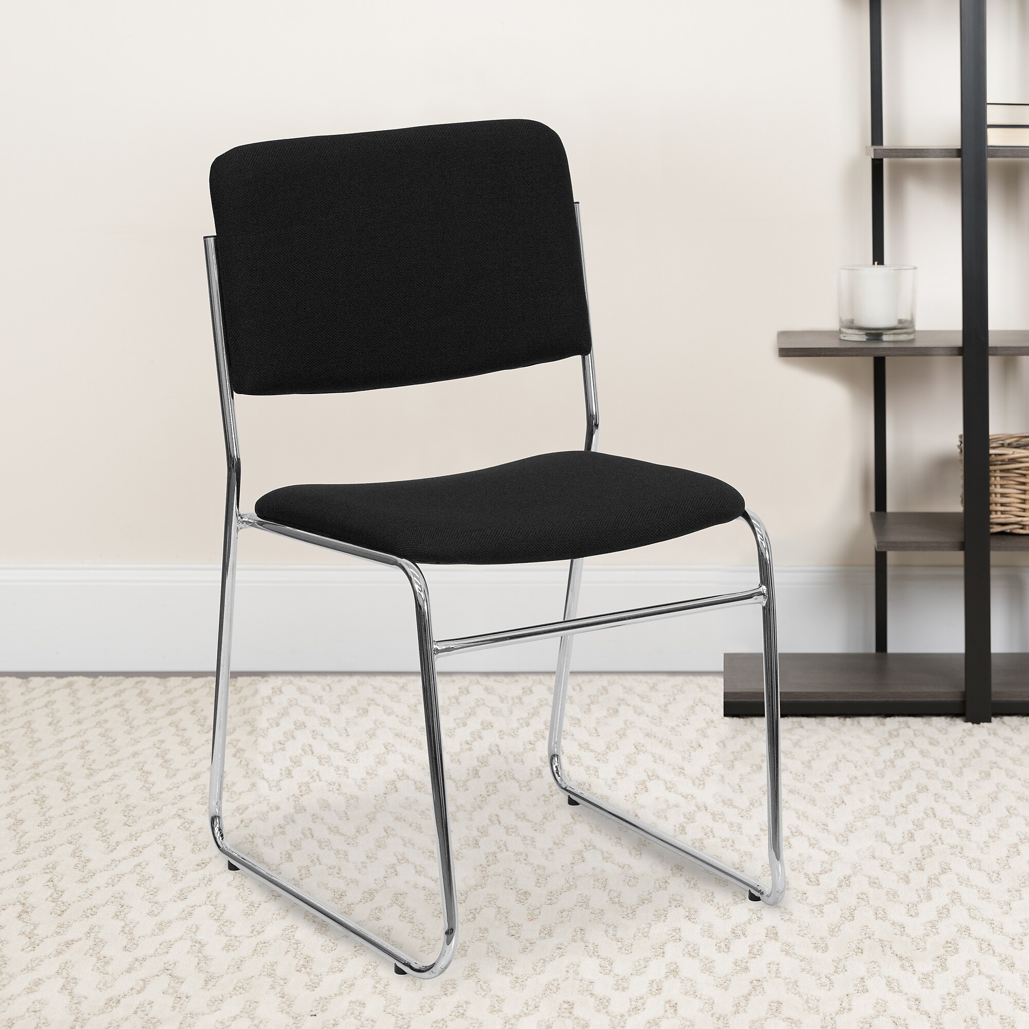 Flash Furniture HERCULES Series Fabric Stacking Chair, Black/Chrome (XU8700CHRBK) Sansujyuku sansujyuku.com