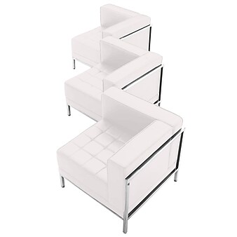 Flash Furniture Hercules Imagination Series Leather 3-Piece Corner Chair Set, White (ZBIMAGSET4WH)