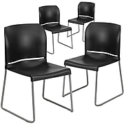 Flash Furniture HERCULES Polypropylene Office Chair, Black, 4/Pack (RUT-238A-BK-GG)