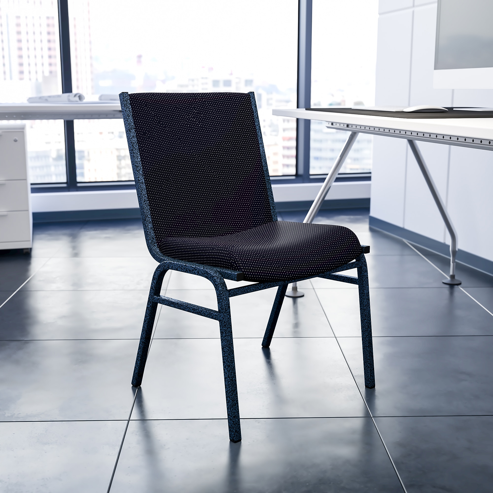 Flash Furniture HERCULES Fabric Stacking Chair, Black Dot (XU60153BK) Sansujyuku sansujyuku.com
