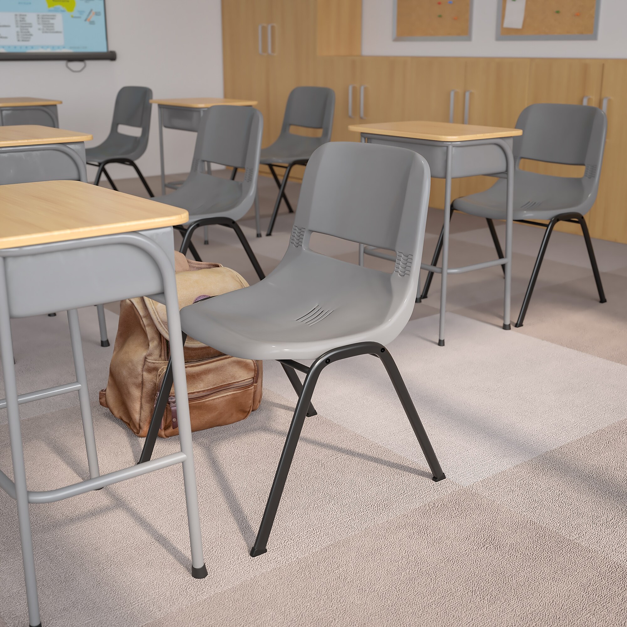 Flash Furniture HERCULES Plastic Student Stacking Chair, Gray/Black (RUTEO1GY) Sansujyuku sansujyuku.com