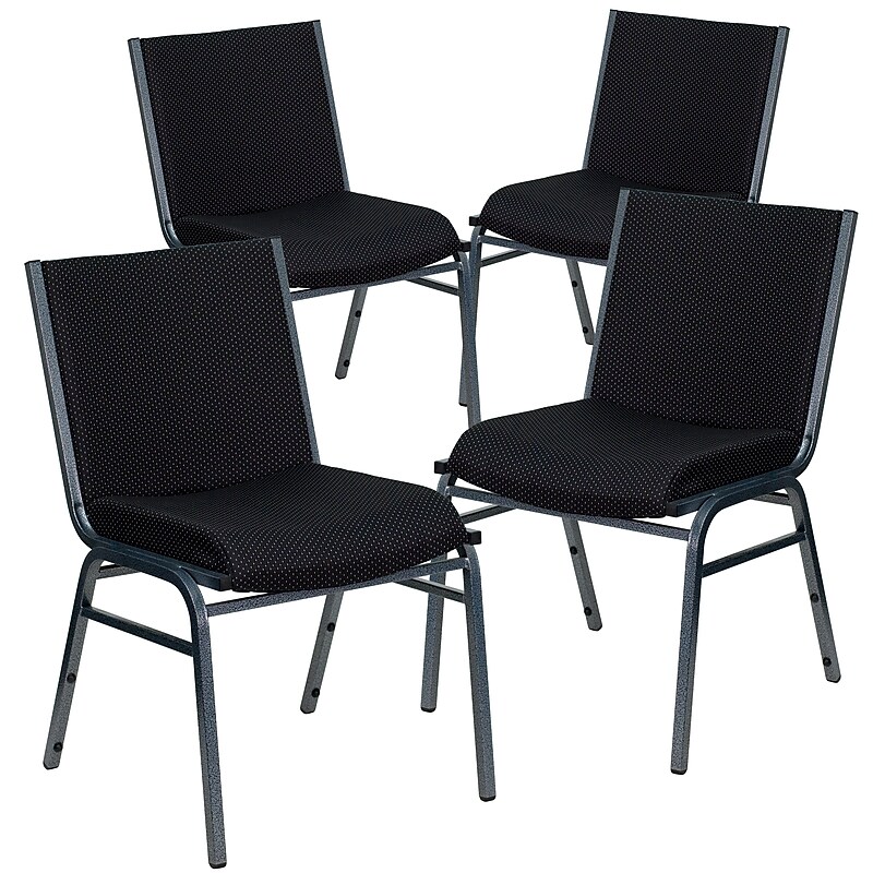 Flash Furniture HERCULES Series Fabric Heavy Duty Stack Chair, Black Dot, 4 Pack (4XU60153BK) image 1