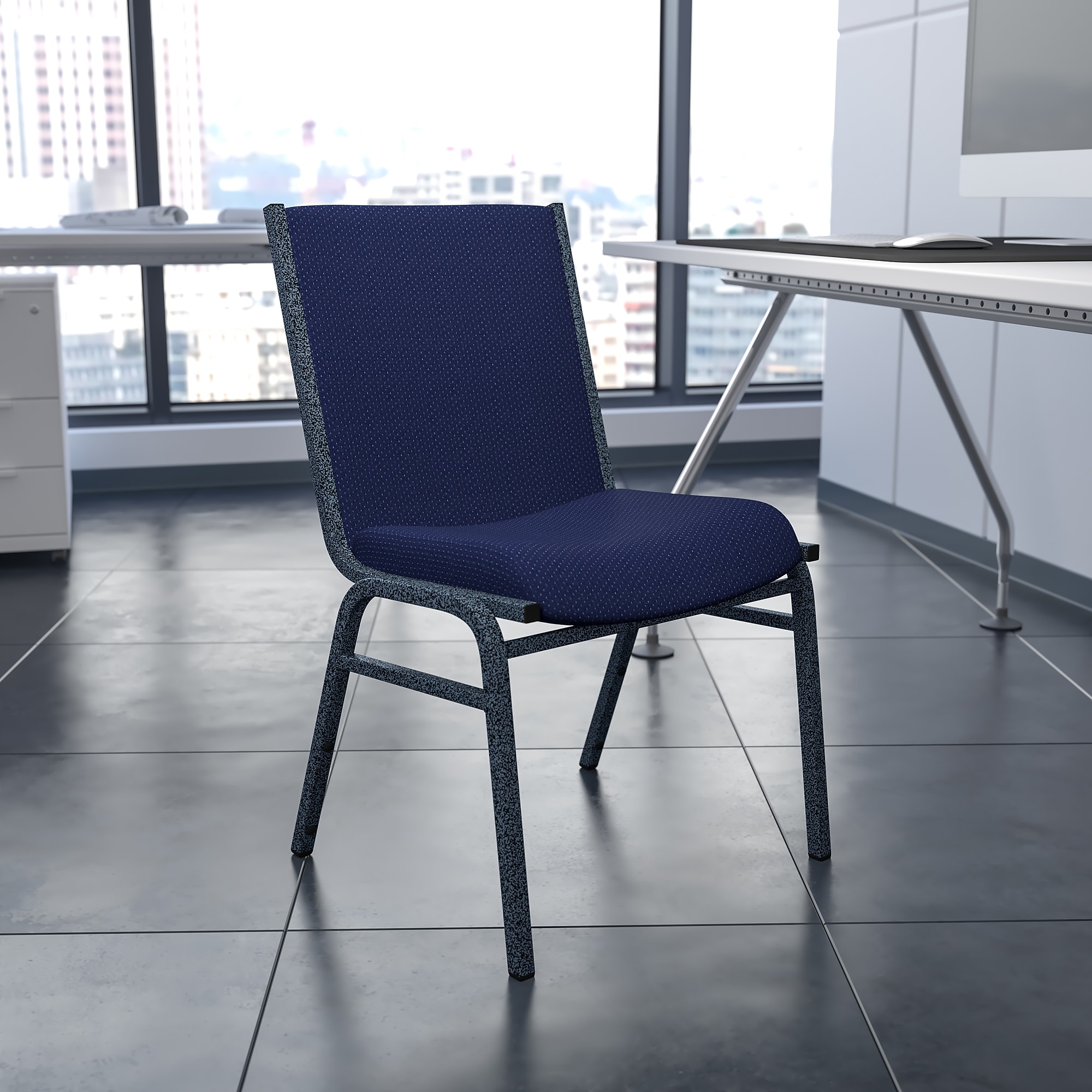 Flash Furniture HERCULES Fabric Stacking Chair, Navy Blue Dot (XU60153NVY) Sansujyuku sansujyuku.com