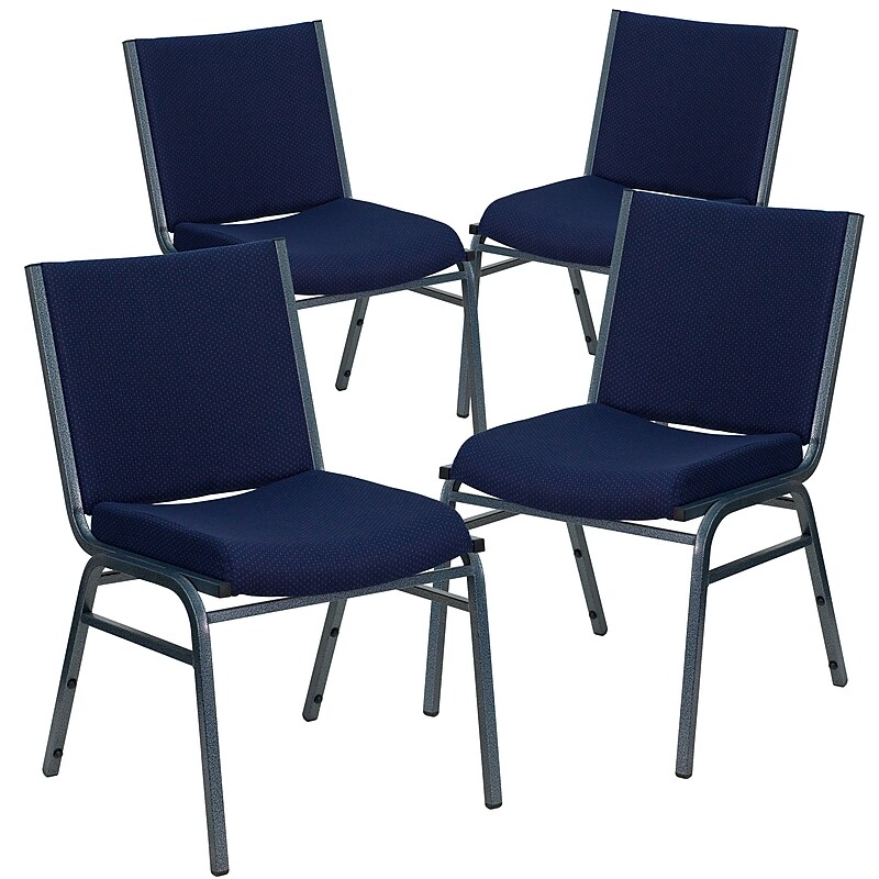 Flash Furniture HERCULES Series Fabric Heavy Duty Stack Chair, Navy Blue Dot, 4 Pack (4XU60153NVY) image 1