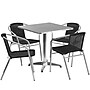 Flash Furniture Lila Indoor-Outdoor Table Set with 4 Chairs, 27.5" x 27.5", Aluminum/Black (TLH28SQ020BKCH4)~#|#~sp137096710_sc7