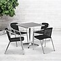 Flash Furniture Lila Indoor-Outdoor Table Set with 4 Chairs, 27.5" x 27.5", Aluminum/Black (TLH28SQ020BKCH4)~#|#~sp137096711_sc7