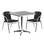 Flash Furniture Lila Indoor-Outdoor Table Set with 2 Chairs, 27.5" x 27.5", Aluminum/Black (TLH28SQ020BKCH2)~#|#~sp137096719_sc7
