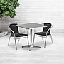 Flash Furniture Lila Indoor-Outdoor Table Set with 2 Chairs, 27.5" x 27.5", Aluminum/Black (TLH28SQ020BKCH2)~#|#~sp137096721_sc7