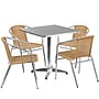 Flash Furniture Lila Indoor-Outdoor Table Set with 4 Chairs, 27.5" x 27.5", Aluminum/Beige (TLH28SQ020BGCH4)~#|#~sp137096827_sc7
