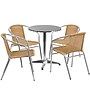 Flash Furniture Lila Indoor-Outdoor Table Set with 4 Chairs, 23.5" x 23.5", Aluminum/Beige (TLH24RD020BGCH4)~#|#~sp137096869_sc7