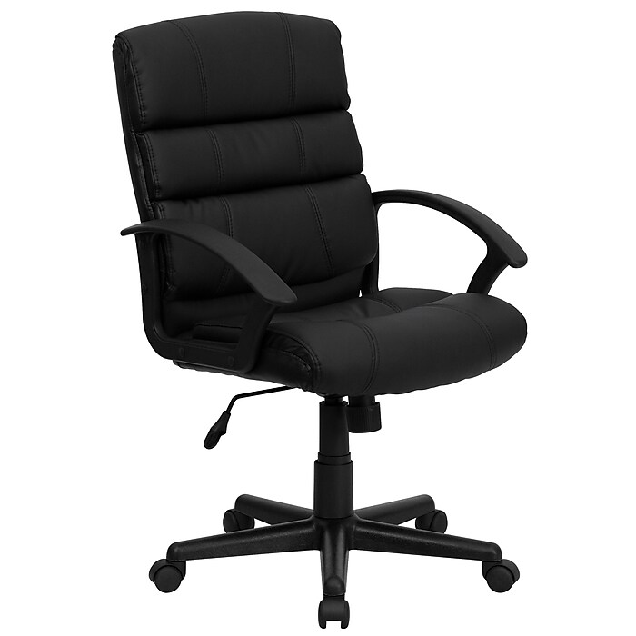 Flash Furniture Lane LeatherSoft Swivel Task Chair, Black