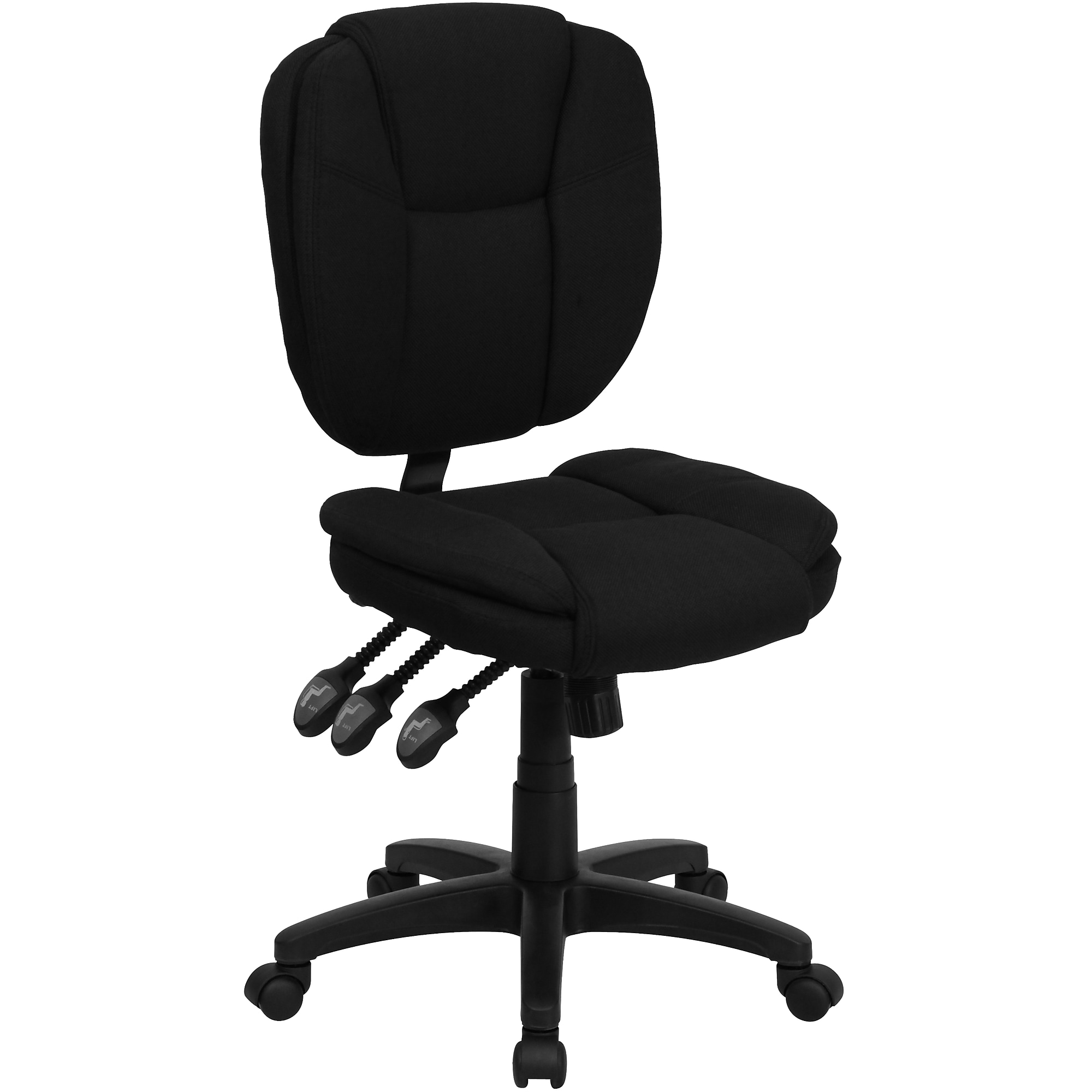 Flash Furniture Caroline Armless Ergonomic Fabric Swivel Mid-Back Multifunction Task Office Chair, Black (GO930FBK) Sansujyuku sansujyuku.com