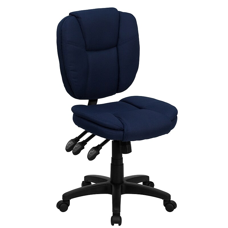 Flash Furniture Caroline Armless Ergonomic Fabric Swivel Mid-Back Multifunction Task Office Chair, Navy Blue (GO930FNVY) image 1