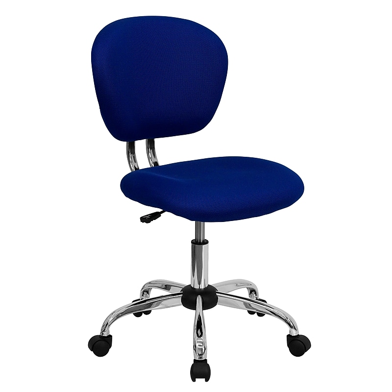 Flash Furniture Beverly Armless Ergonomic Mesh Swivel Mid-Back Padded Task Office Chair, Blue (H2376FBLUE) image 1