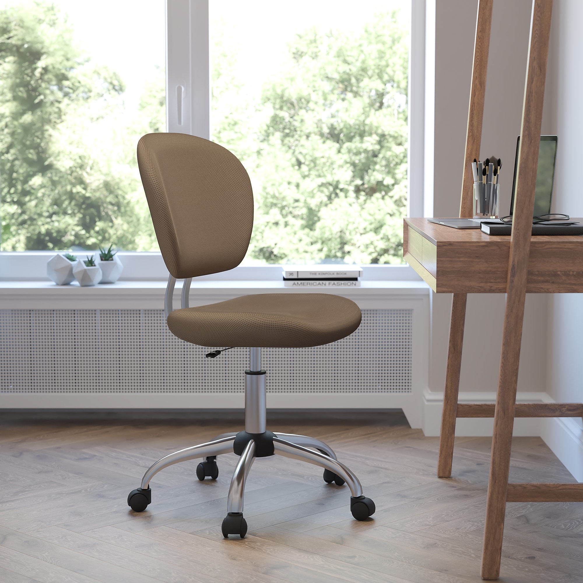 Flash Furniture Beverly Armless Ergonomic Mesh Swivel Mid-Back Padded Task Office Chair, Coffee Brown (H2376FCOF) Sansujyuku sansujyuku.com