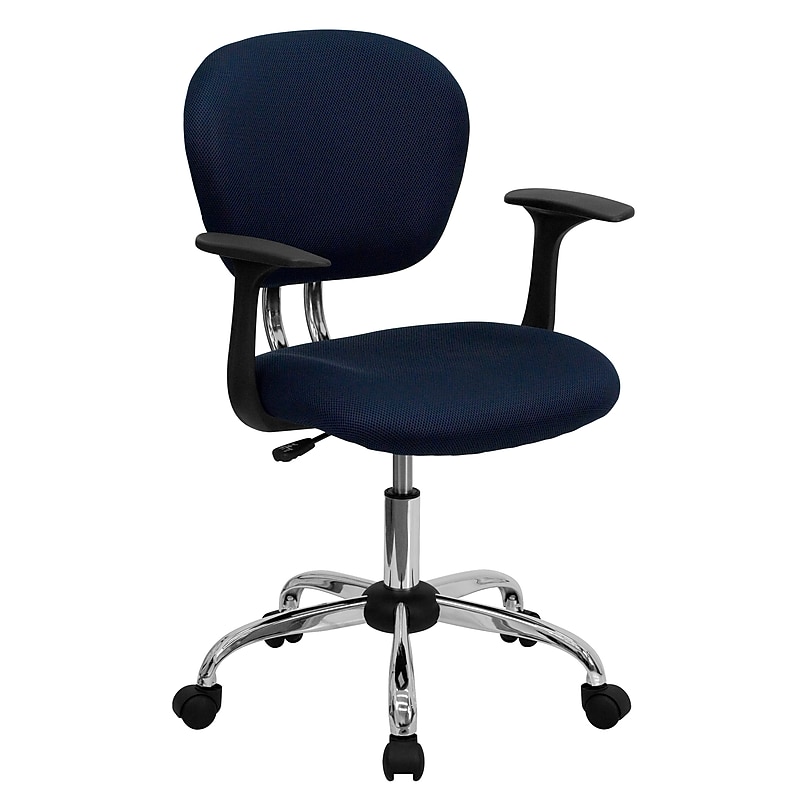 Flash Furniture Beverly Ergonomic Mesh Swivel Mid-Back Padded Task Office Chair, Navy (H2376FNAVYARMS) image 1