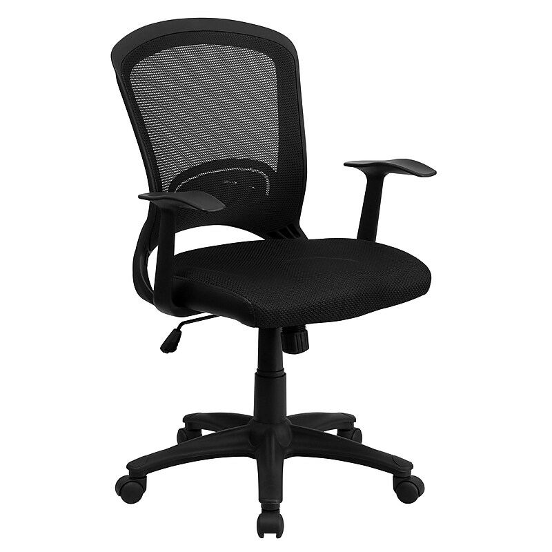 Flash Furniture Manny Ergonomic Mesh Swivel Mid-Back Task Office Chair, Black (HL0007) image 1