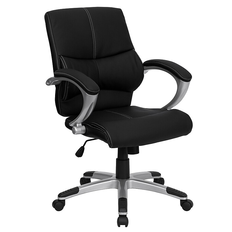 Flash Furniture Bodie LeatherSoft Swivel Mid-Back Manager's Office Chair, Black (H9637L2MID) image 1