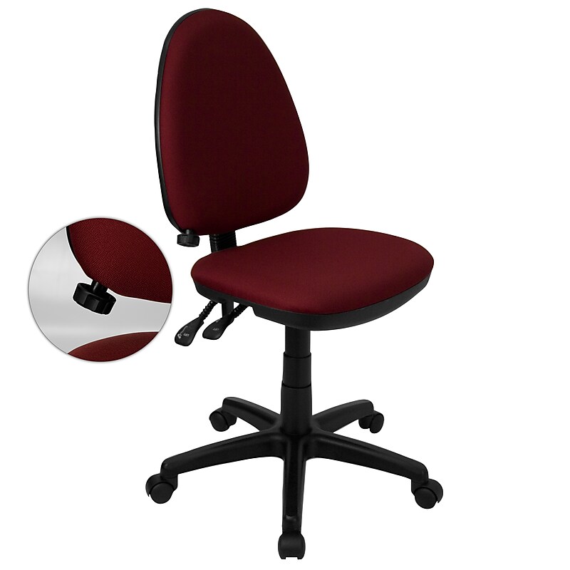Flash Furniture Linus Armless Ergonomic Fabric Swivel Mid-Back Multifunction Task Office Chair, Burgundy (WLA654MGBY) image 1